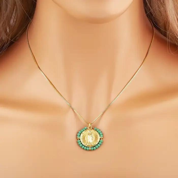 Nidin-Collier pendentif vintage pour hommes et femmes, perles pavées de portrait, nouveaux instituts ChimRound, Joaillerie, 03, fête, beaux cadeaux