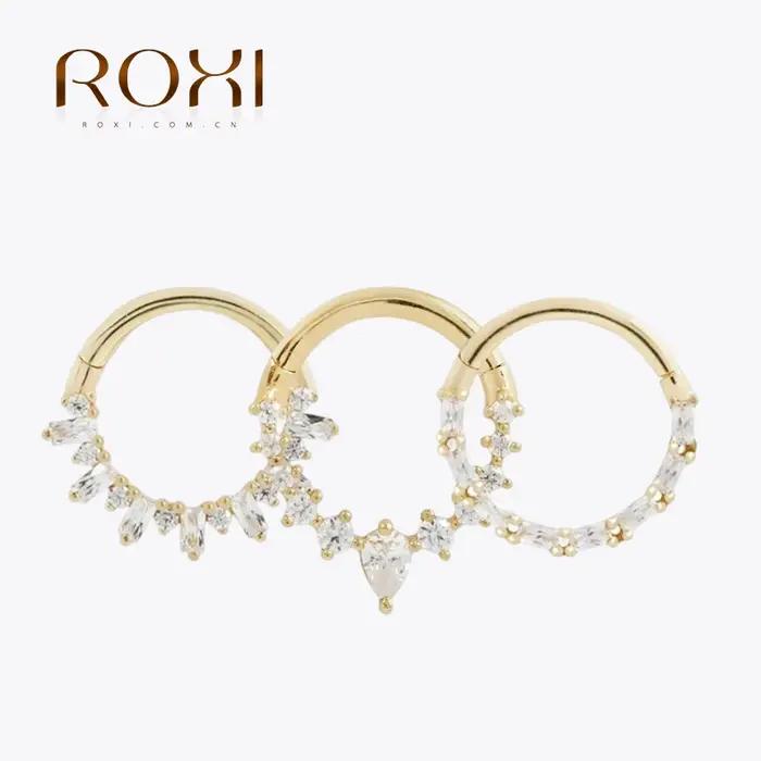 ROXI 925 argent Sterling micro incrusté zircon cubique Cartilage percé boucles d'oreilles pour femmes hommes Sexy corps nez anneau 1 pièce bijoux