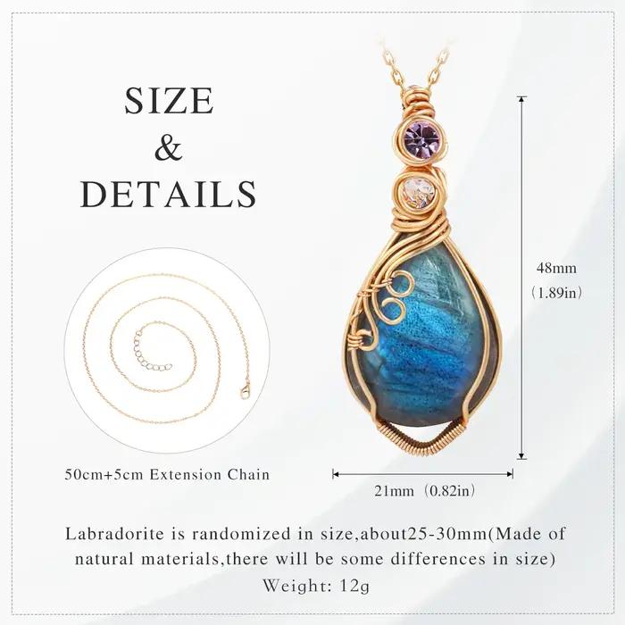 Labradorite pierre précieuse naturelle cristal pendentif