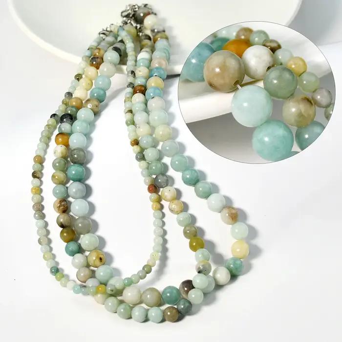Colliers de la présidence en pierre d'amavergite naturelle pour femmes, colliers de perles bohémiennes faits à la main pour occasions spéciales et port quotidien