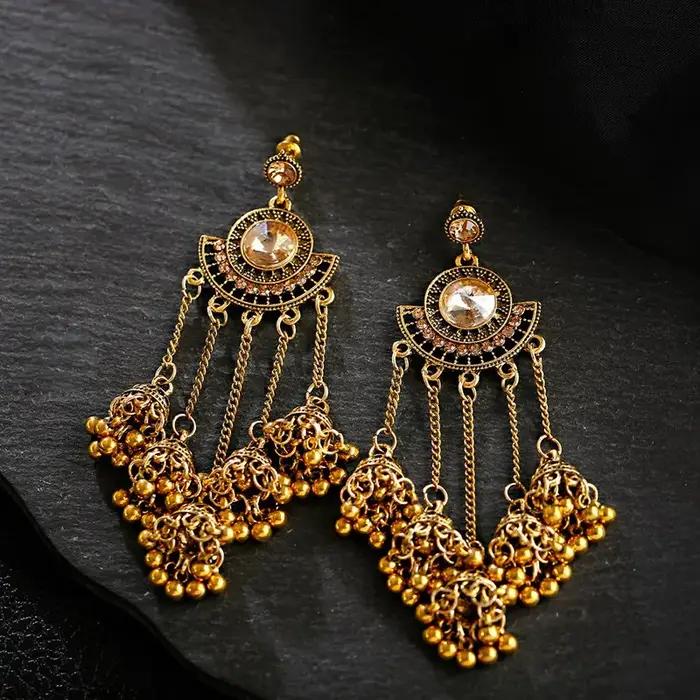 Boucles d'oreilles indiennes Jhumka pour femmes