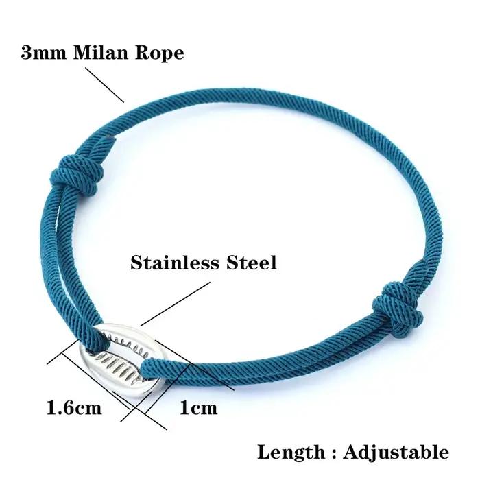 Bracelet en macramé en corde tissée à la main pour hommes, réglable, en Nickel, coque noire, pour l'été, la plage, le surfeur, Pulseira Corda Masculina