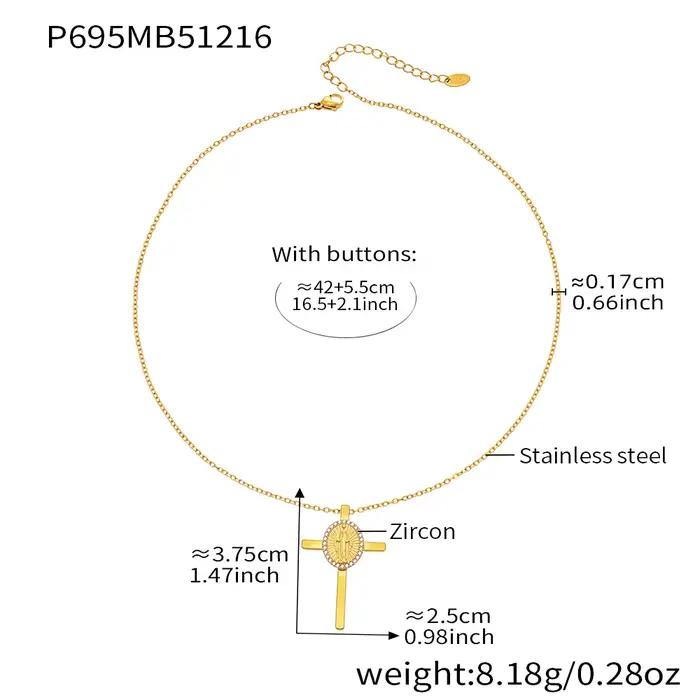 Liora Vintage Religion croix pendentif collier pour femmes hommes couleur or chaîne en acier inoxyda