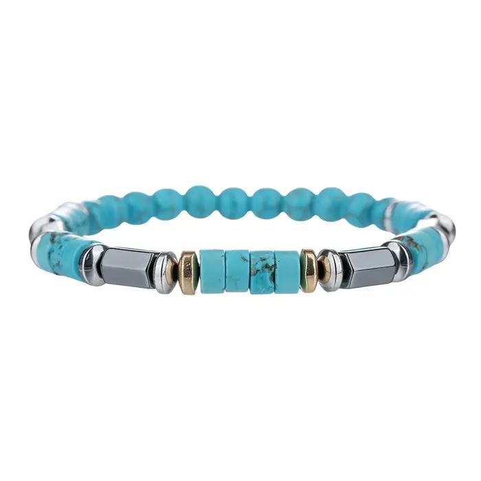 Bracelet Turquoise cuivré pour homme avec tourmaline pierre principale bijou harmonieux pour occasions spéciales
