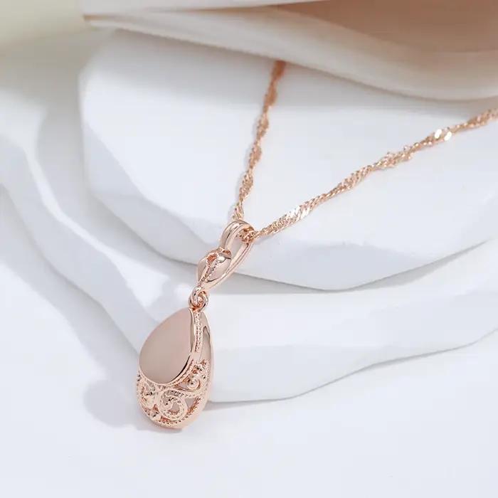 SYOUJYO Vintage 585 couleur or Rose pendentif colliers pour femmes brillant Simple goutte d'eau ethnique mariée bijoux de mariage