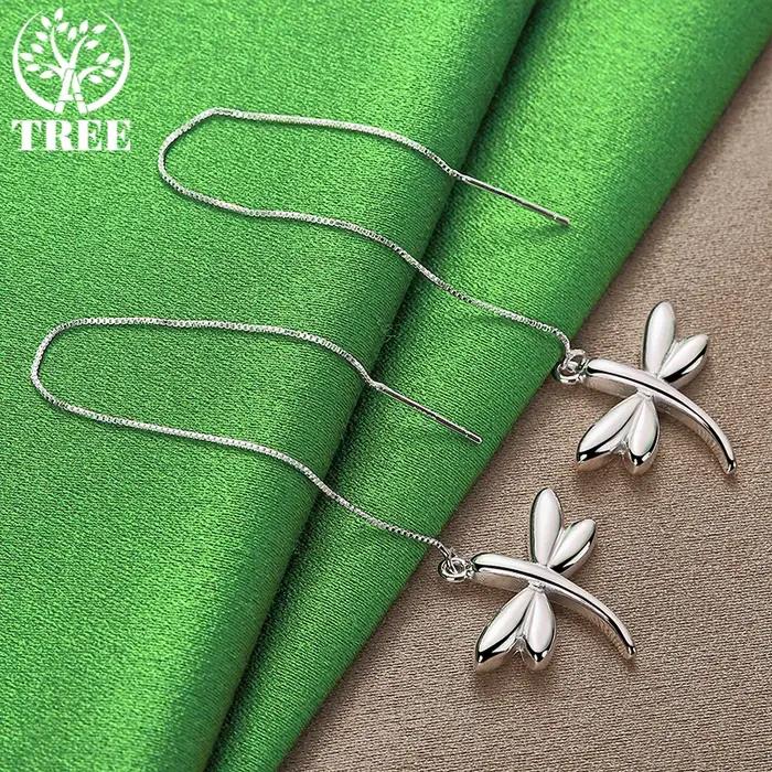 Boucles d'oreilles pendantes libellule en or 18 carats pour femmes