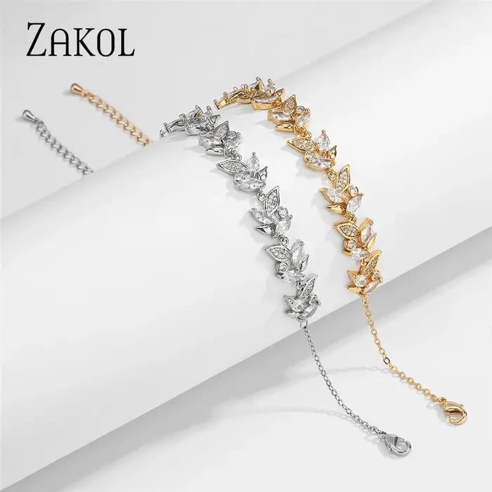 Bracelet en zircon AAA feuille de marquise brillant réglable bijou de mariage pour femmes élégance et symbolisme chance et prospérité occassions spéciales