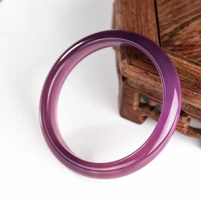 Bracelet en Agate Violette Empereur pour Femme, Marbre