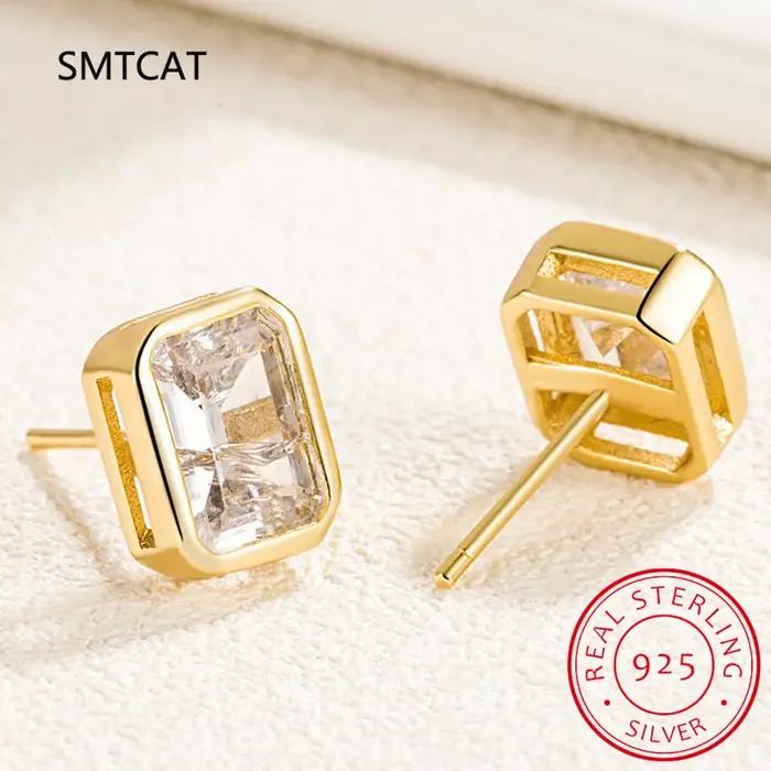 Boucles d'oreilles en argent 925 à haute teneur en carbone serties de zirconium blanc pour femmes occasions spéciales mariage anniversaire engagement