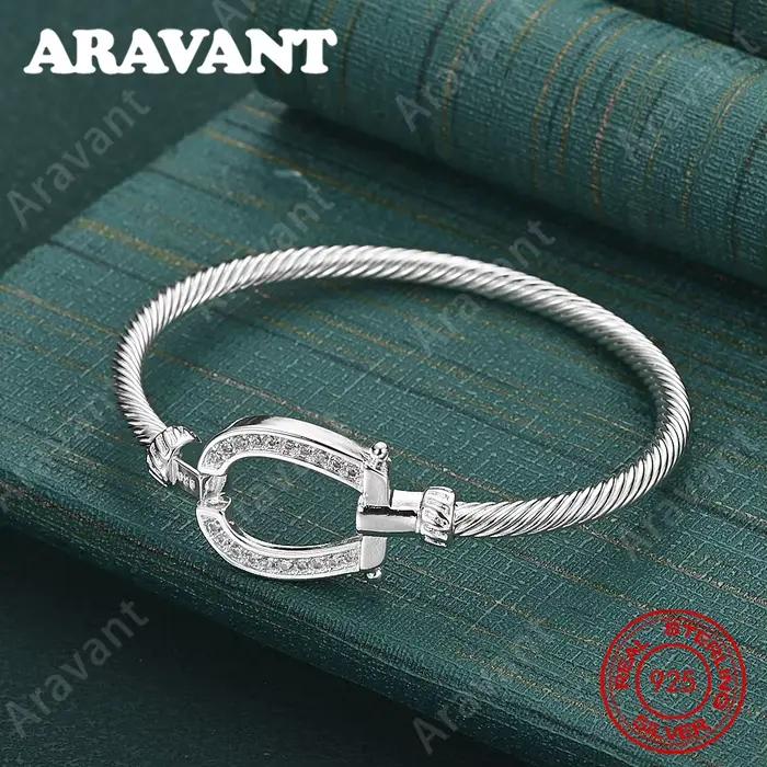 Bracelet en argent Sterling 925 avec zircone pour femmes, bracelet de manchette vintage romantique pour occasions spéciales