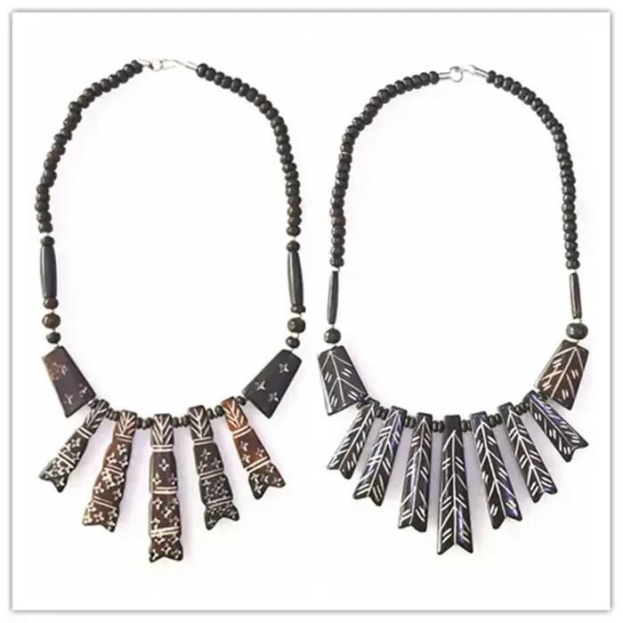 Collier Tribal tibétain fait à la main en os de bœuf sculpté pour femmes avec pendentif goutte d'eau pour occasions spéciales