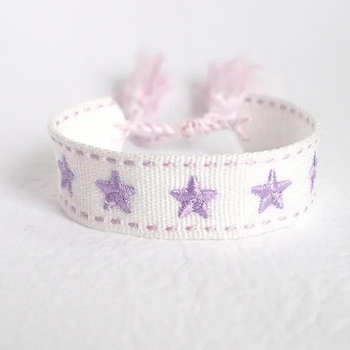 Bracelet brodé série Boho violet pour femmes