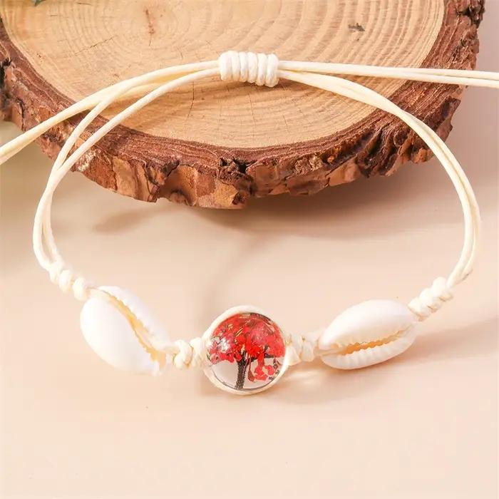Bracelet de fleurs séchées en boule de verre pour femmes