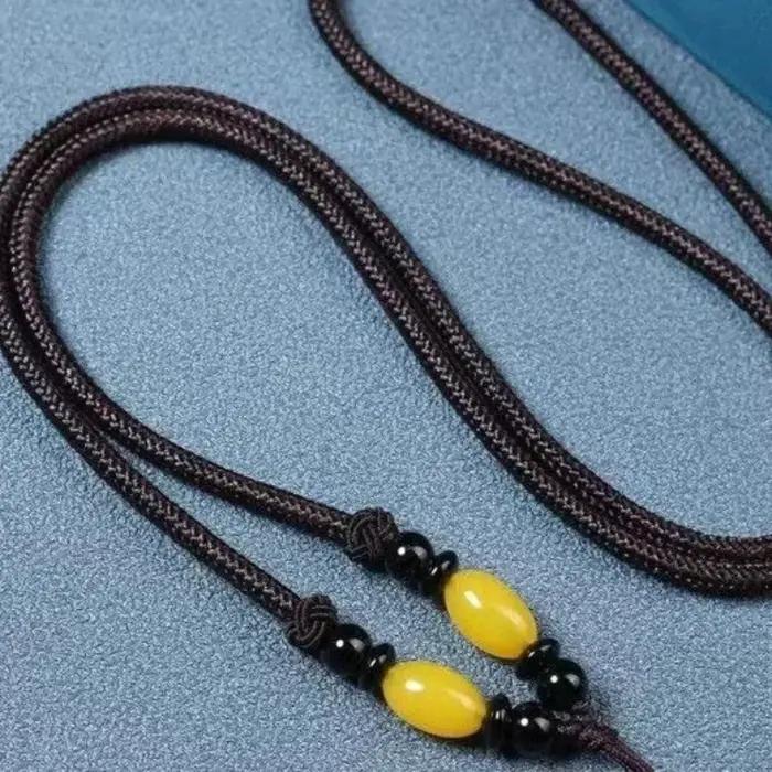 Collier en cordon ciré haut de gamme avec pendentif en jade, bijoux unisexes