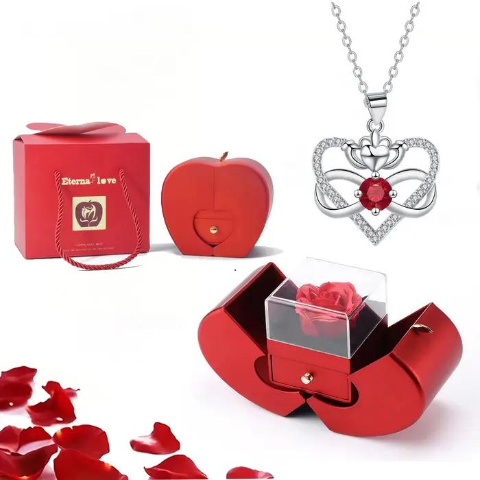 Collier pendentif en Zircon de luxe avec boîte-cadeau Apple, bijoux à la mode pour femmes, petite am