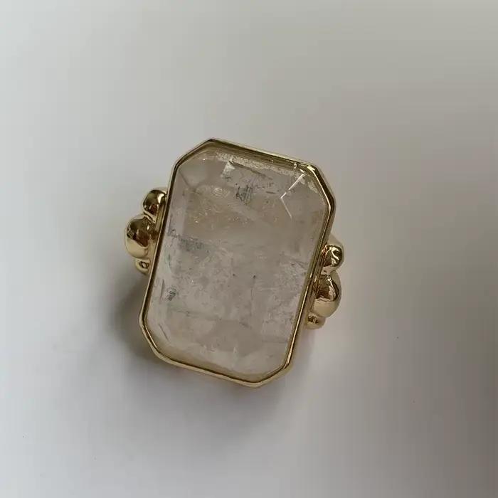 Bague en cristal cube de sucre carré, mode rétro française