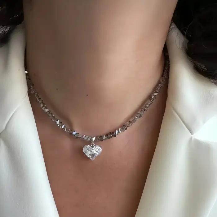 Chaîne en cristal Transparent Baroque exagérée, avec pendentif croix en Zircon Sexy, collier pour fe