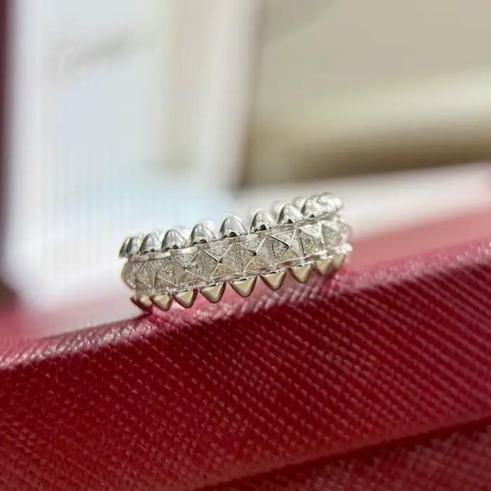 Bague en argent sterling 925 sertie de zirconium blanc élégante avec motifs géométriques pour femmes occasions spéciales