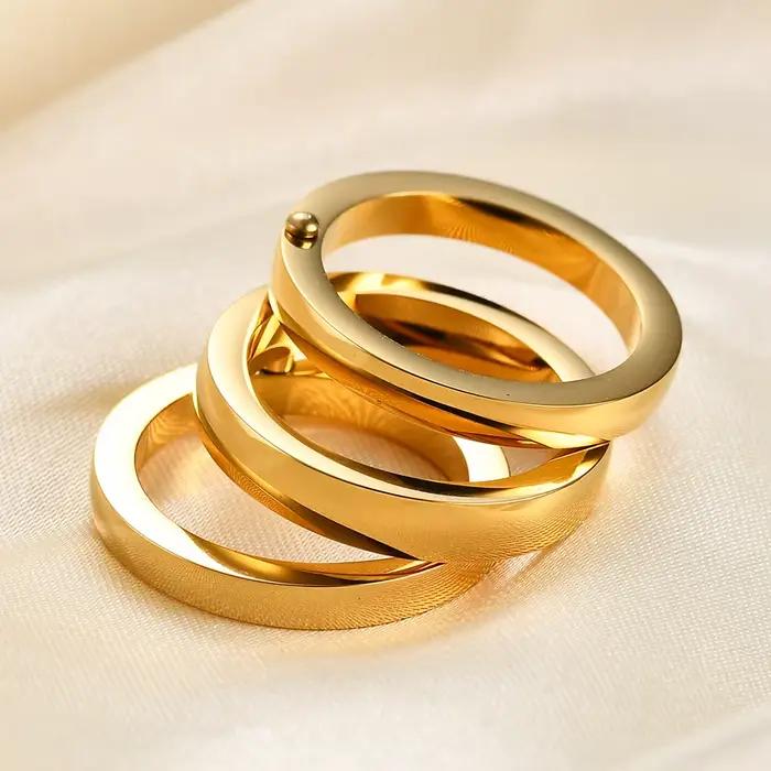Bague classique à 3 doigts pour femmes, en acier inoxydable, à la mode, 3 pièces/ensemble, bague de fiançailles, de mariage, bijoux de doigt, vente en gros