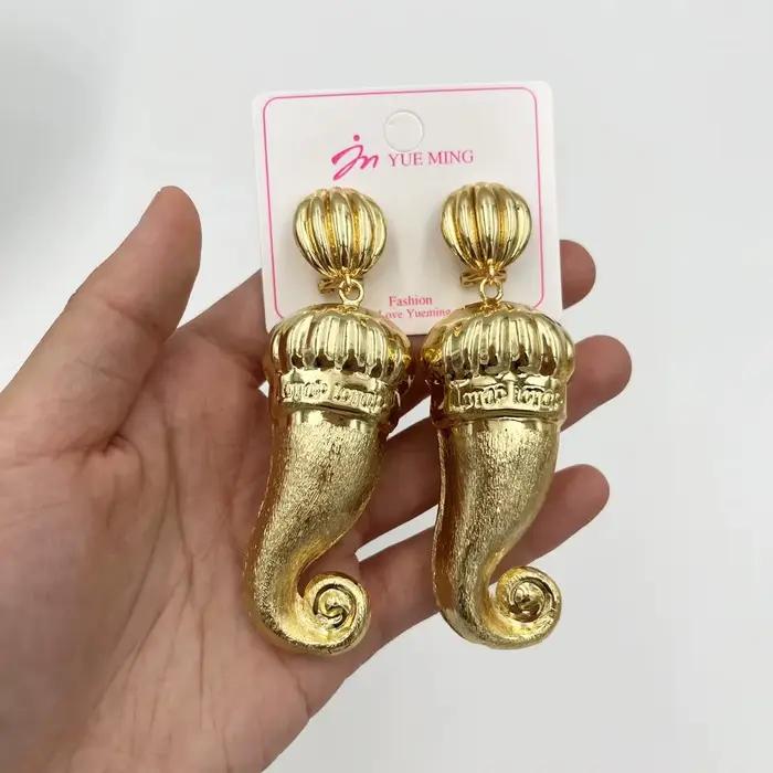Ensemble de 2 pièces de bijoux de dubaï pour femmes, grandes boucles d'oreilles et pendentif, ensemb
