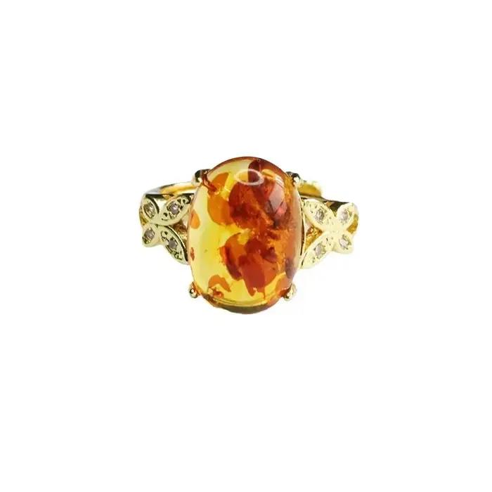 Bague en ambre naturel, anneau en ambre Floral, bijoux pour femmes, artisanat fait à la main, expédition directe, accessoires de Bracelet HP3120505