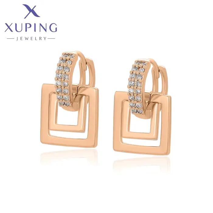 Boucles d'oreilles créoles élégantes en alliage de cuivre pour femmes, style classique, finition plaquée rhodium, idéal pour toutes occasions spéciales