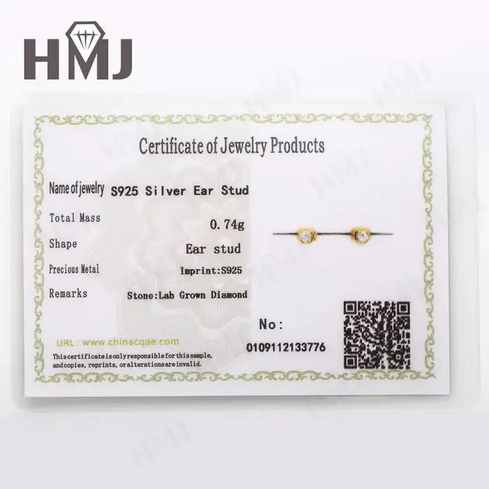 Boucles d'oreilles clous en diamant taille ronde 3mm 4mm en argent sterling 925 plaqué or 18 carats