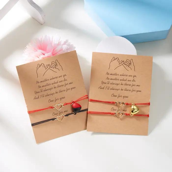 2 pièce/ensemble Couple Bracelets femmes homme amoureux Bestie aimant amant tissé à la main Bracelet corde charme amitié petite amie fête bijoux