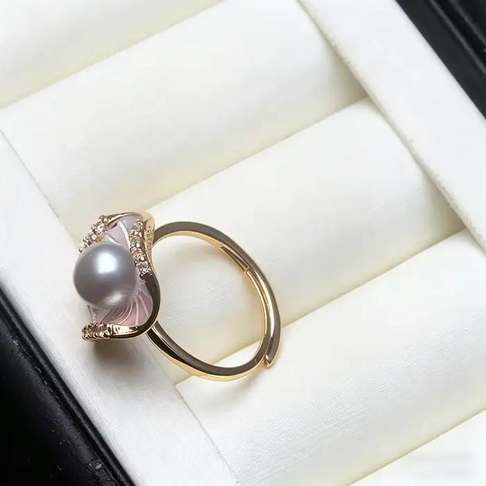 Bague en argent sterling 925 véritable avec perle
