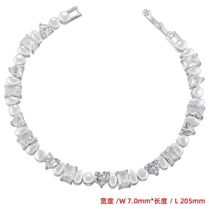 Bracelet et Collier Incrustés Géométriques Irréguliers Plaqués Or 18 Carats Accessoires de Mode Femme Occasions Spéciales