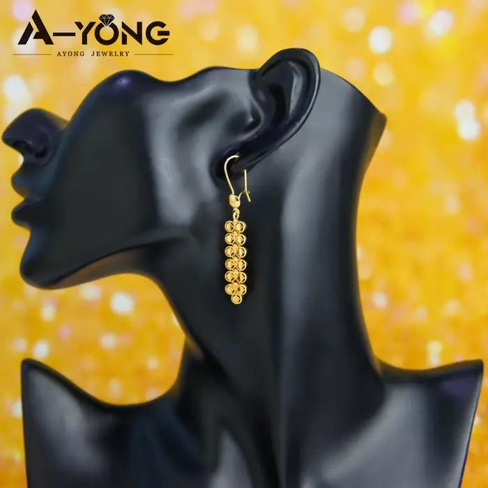 Argelie mariée élégante boucles d'oreilles goutte 21k plaqué or mode feuille italienne balancent bou