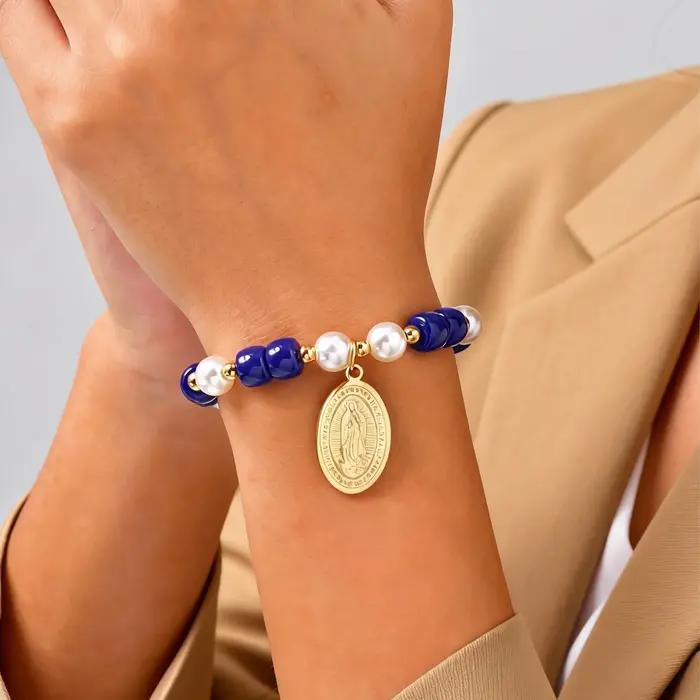 Bracelet de perles commissionné pour femme, bijoux empilables simples, 10mm