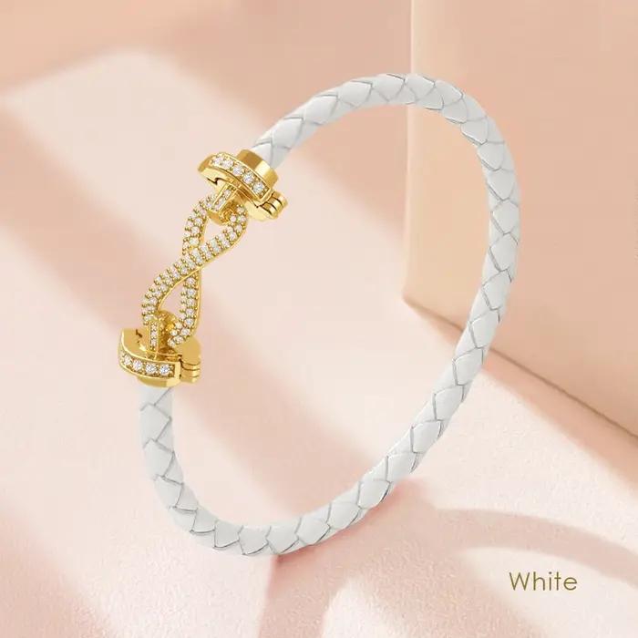 Bracelets classiques Infinity Love pour femmes, 8 chiffres, en cuir véritable tressé, à la mode, bij