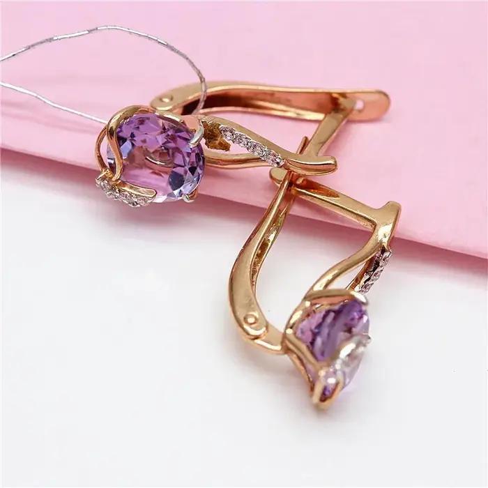 Boucles d'oreilles plaquées or rose 14 carats pour femmes, style classique, élégantes et brillantes, idéales pour les mariages et les occasions formelles