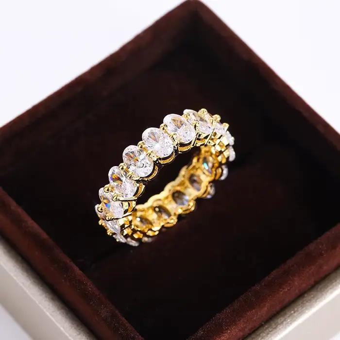 Bague de luxe en pierre de cristal blanc pour femme