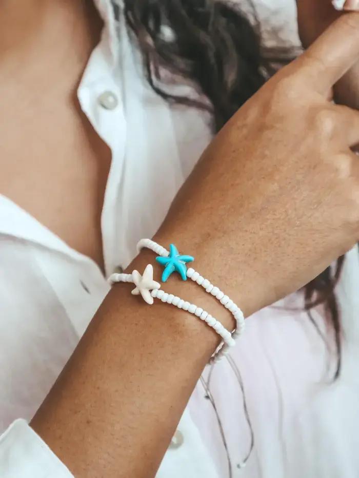 CCGOOD Bracelet étoile de mer perles écologiques corde réglable Boho plage bijoux pour vacances d'ét