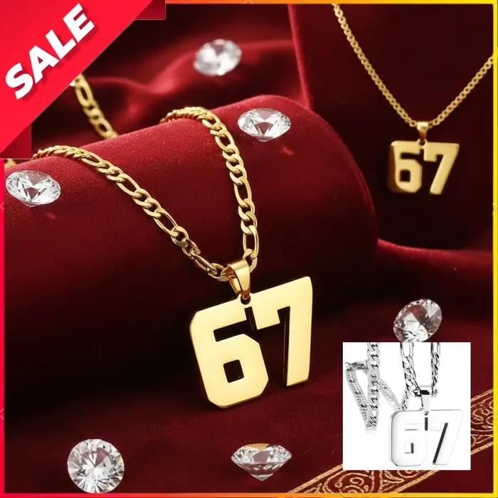 67 Collier Six Seven Meme Pendentif Nouveauté Numéro Bijoux Cadeau pour Femmes et Hommes