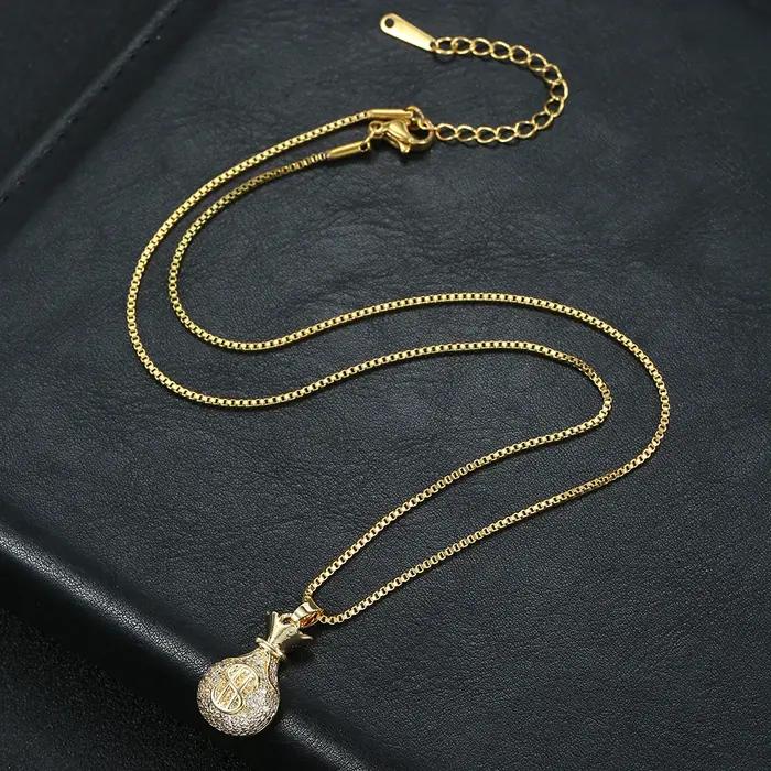 Collier sac géométrique en zircone cubique pour femmes élégant cadeau occasion spéciale anniversaire style moderne