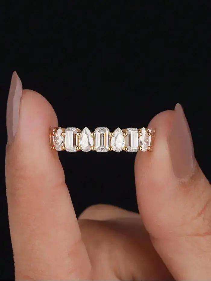 Bague en argent Sterling 925 pour femmes, magnifique, classique, rectangulaire, poire, Zircon, fiançailles, mariage, mode, bijoux fins de haute qualité