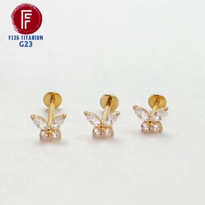Piercing Tragus Jules Zcompresses sur Papillon F136 Titane Cartilage Spirale Septum ClUnicef Helix Femme 16G Labret Bijoux Accessoires