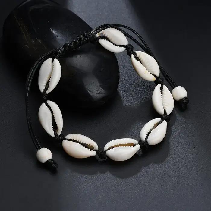 Bracelet de cheville en coquillage de plage d'été, bracelets de cheville en coquillage à ficelle rég