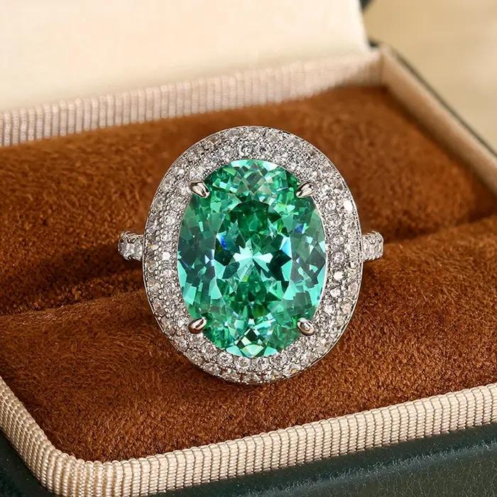 Vinregem 12*16 MM coupe ovale laboratoire créé Paraiba Tourmaline gemme Vintage réglable anneau anni