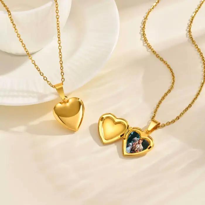 Collier pendentif photo coeur personnalisé, image personnalisée, collier verrouillé, bijoux pour fem