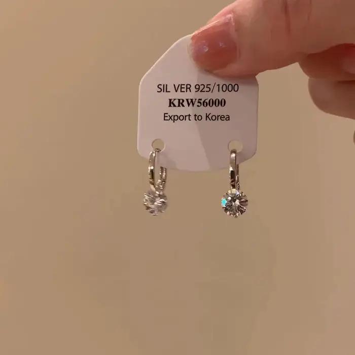 Boucles d'oreilles scintillantes en zircon pour femmes, style coréen, strass géométrique, élégantes pour mariage et bureau