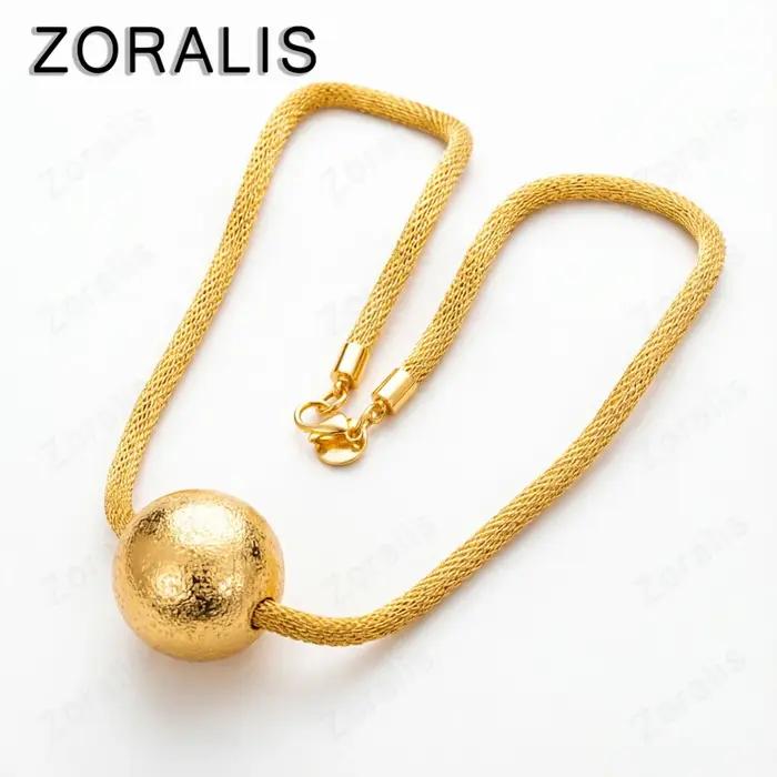 Collier avec pendentif en forme de boule ronde en or 18 carats pour femmes et hommes
