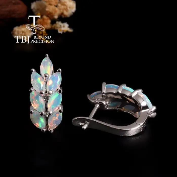 Boucles d'oreilles en pierre précieuse rare avec opale naturelle pour femme