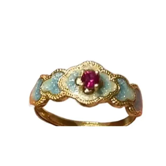 Bague de cocktail classique vintage fleur or zirconium réglable pour femmes occasions spéciales mariage