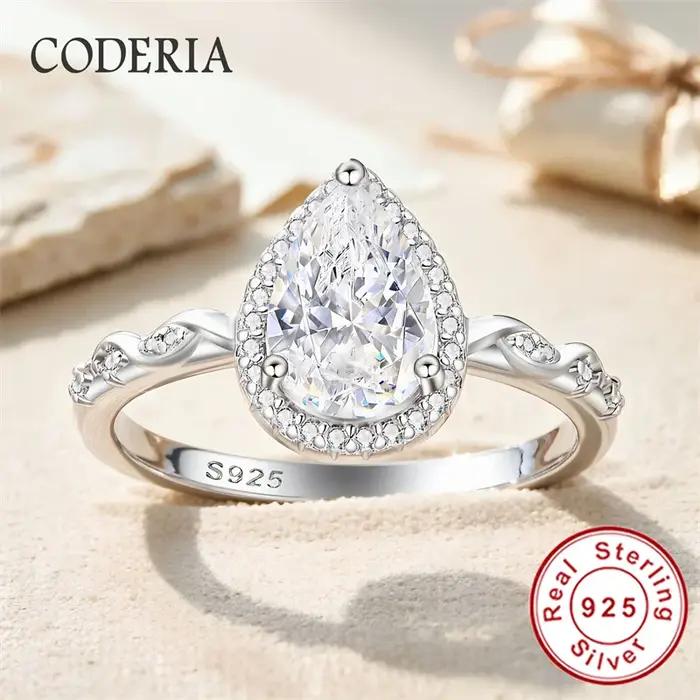 Bague de fiançailles en argent sterling 925 véritable pour femme