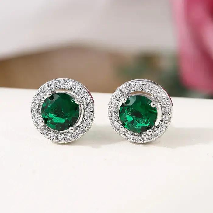 Boucles d'oreilles rondes en pierre bleu Royal