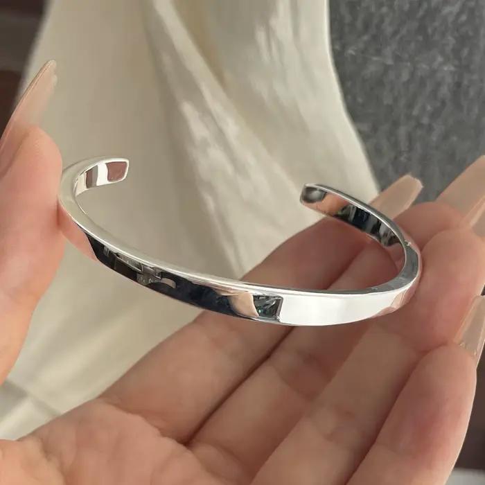Bracelet rétro en argent Sterling 100% massif 925 pour femmes et hommes, Vintage, large et Simple, fait à la main, cadeau d'anniversaire